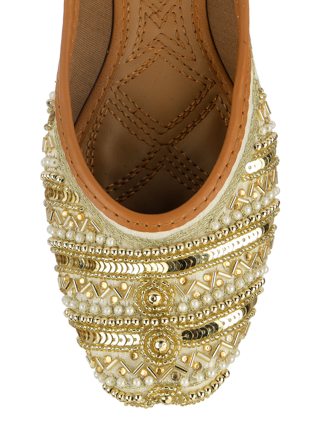 Desi Colour Women Indian Ethnic Footwear-Gold Lines Dabka