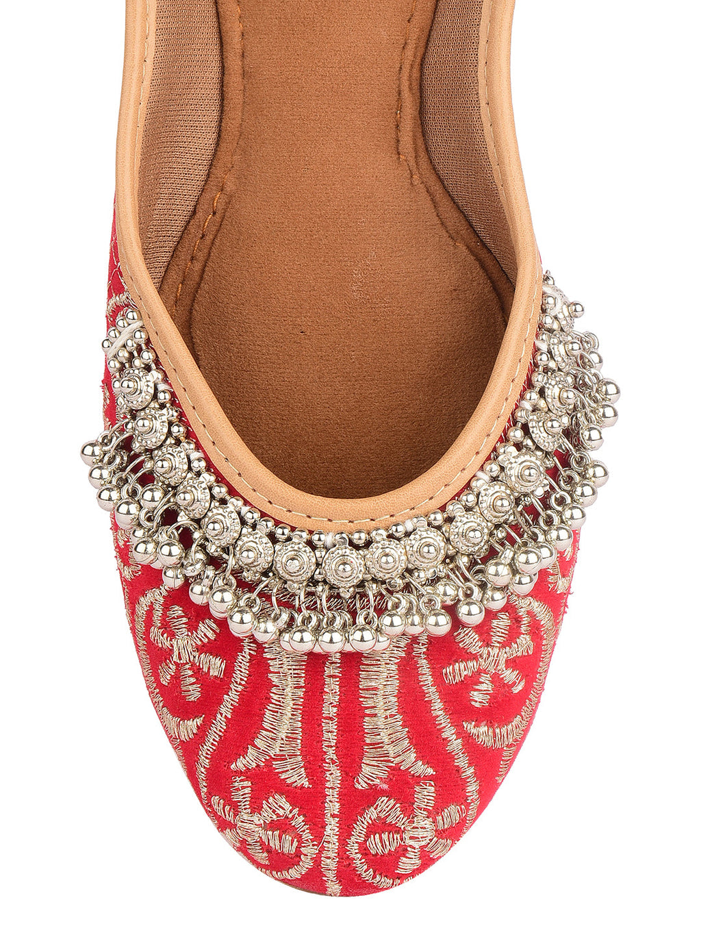 Desi Colour Women Indian Ethnic Footwear-Red Gungroo