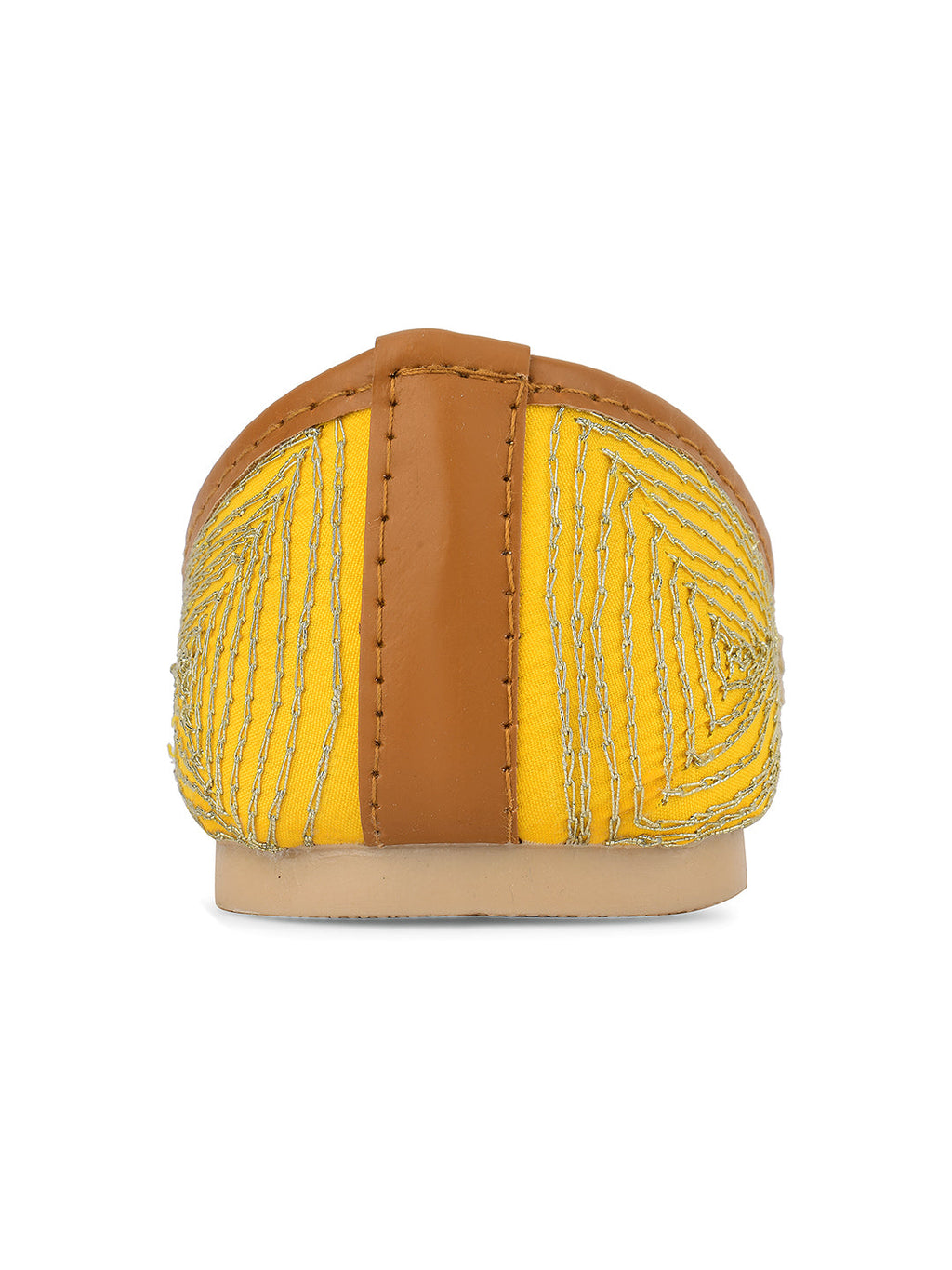 Desi Colour Women Indian Ethnic Footwear-Yellow Dabka