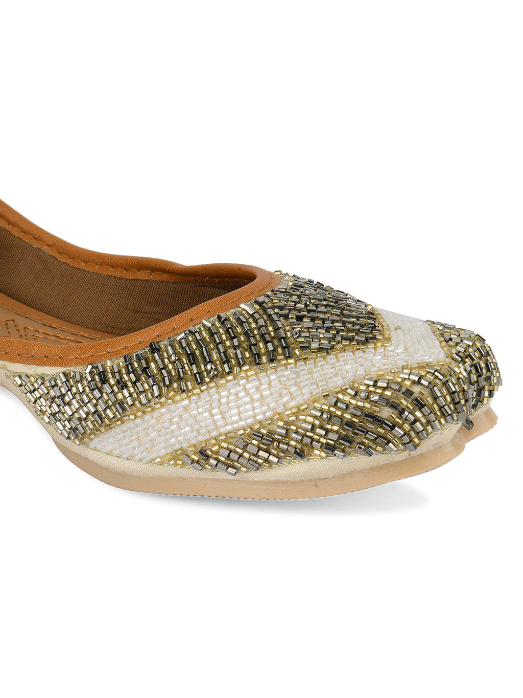 Desi Colour Women Indian Ethnic Footwear-V Lines-Gold