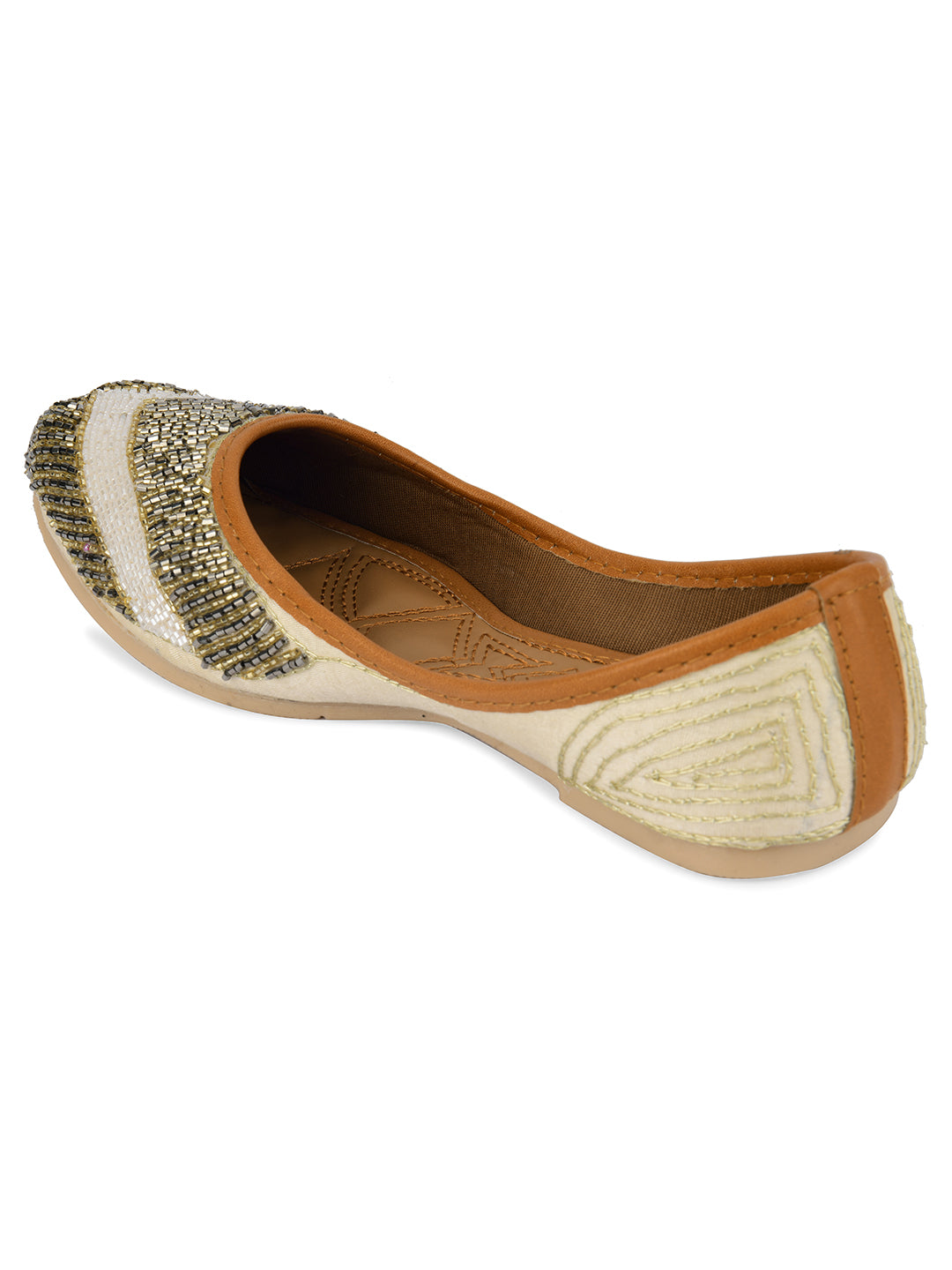 Desi Colour Women Indian Ethnic Footwear-V Lines-Gold
