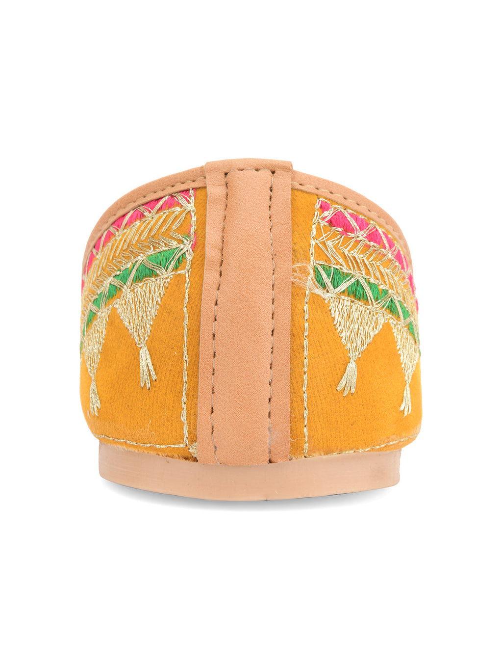 Desi Colour Women Indian Ethnic Footwear-Embroidered Mustard Zari
