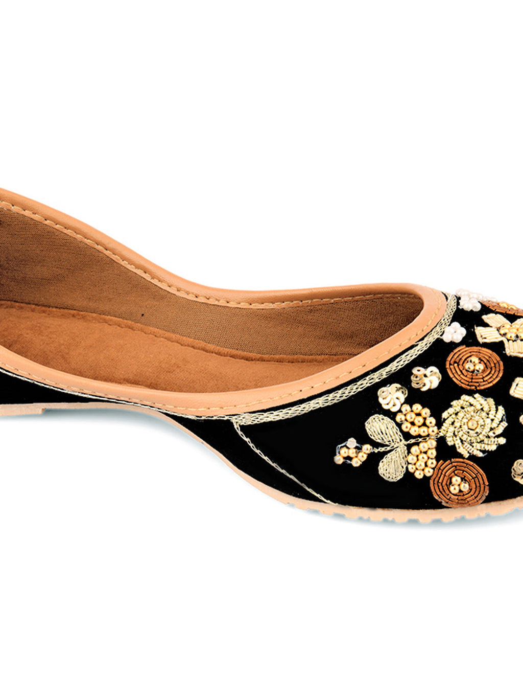 Desi Colour Women Indian Ethnic Footwear-Black Emb