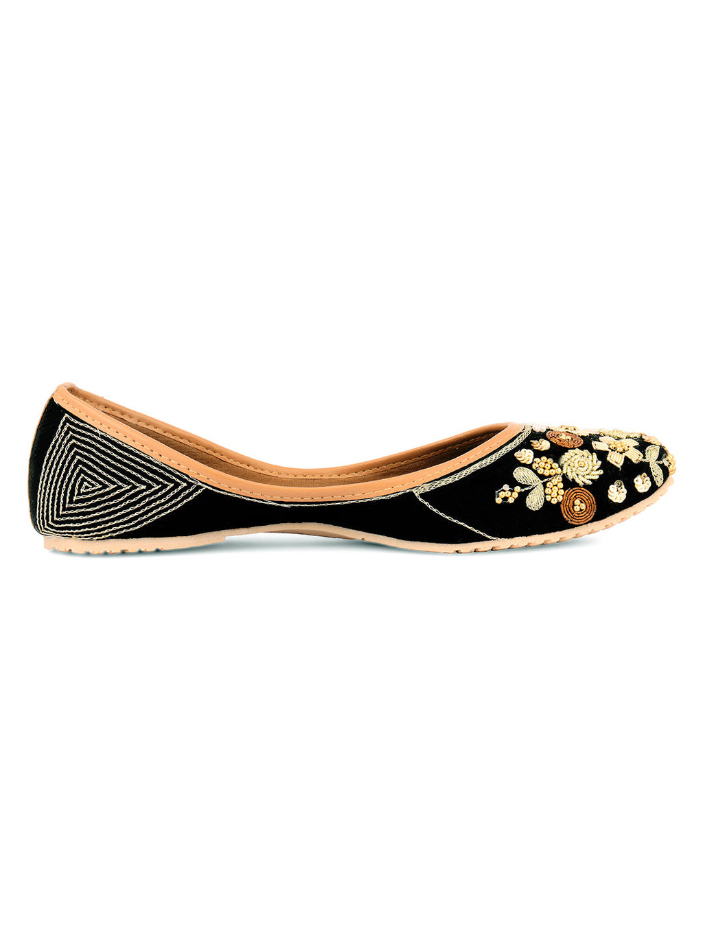 Desi Colour Women Indian Ethnic Footwear-Black Emb