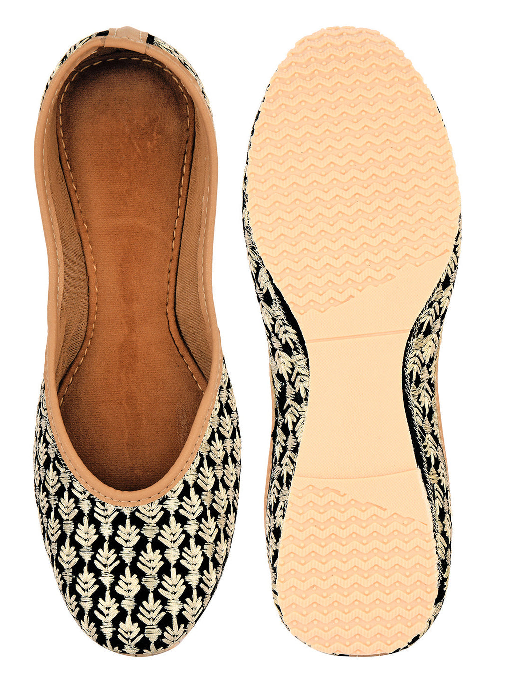 Desi Colour Women Indian Ethnic Footwear-Black Thread
