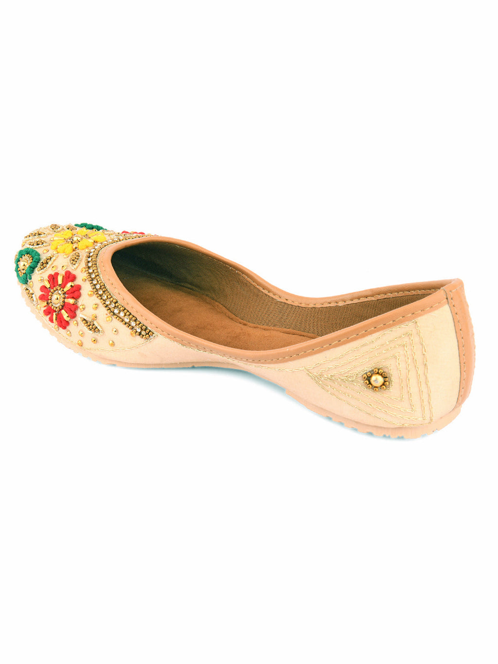 Desi Colour Women Indian Ethnic Footwear-Gold Multicolour