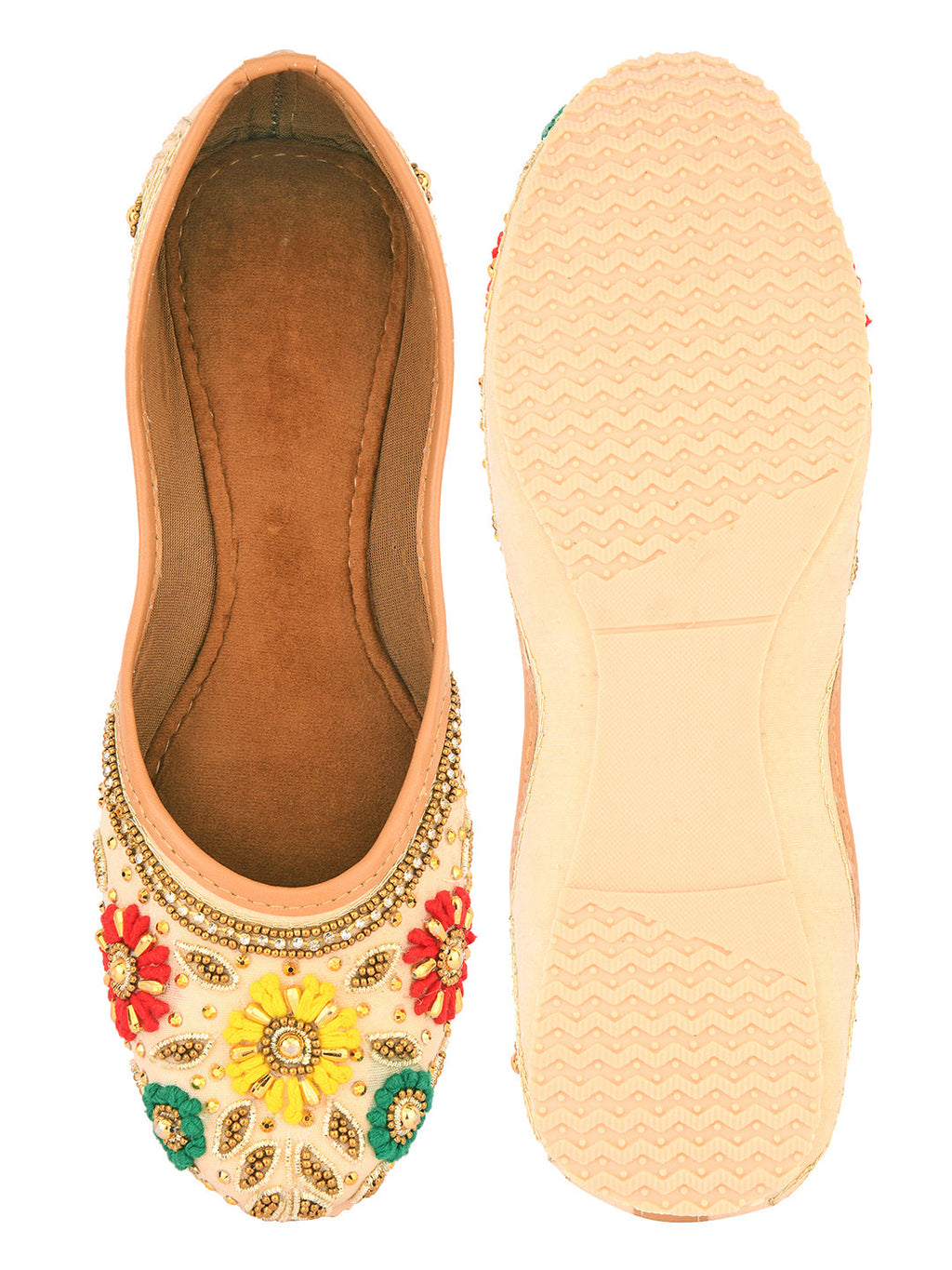 Desi Colour Women Indian Ethnic Footwear-Gold Multicolour