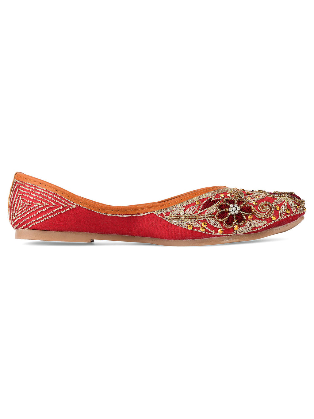Desi Colour Women Indian Ethnic Footwear-Maroon Velvet Emb