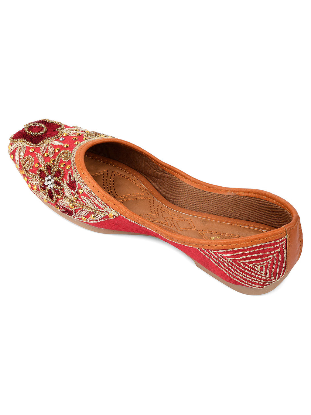 Desi Colour Women Indian Ethnic Footwear-Maroon Velvet Emb