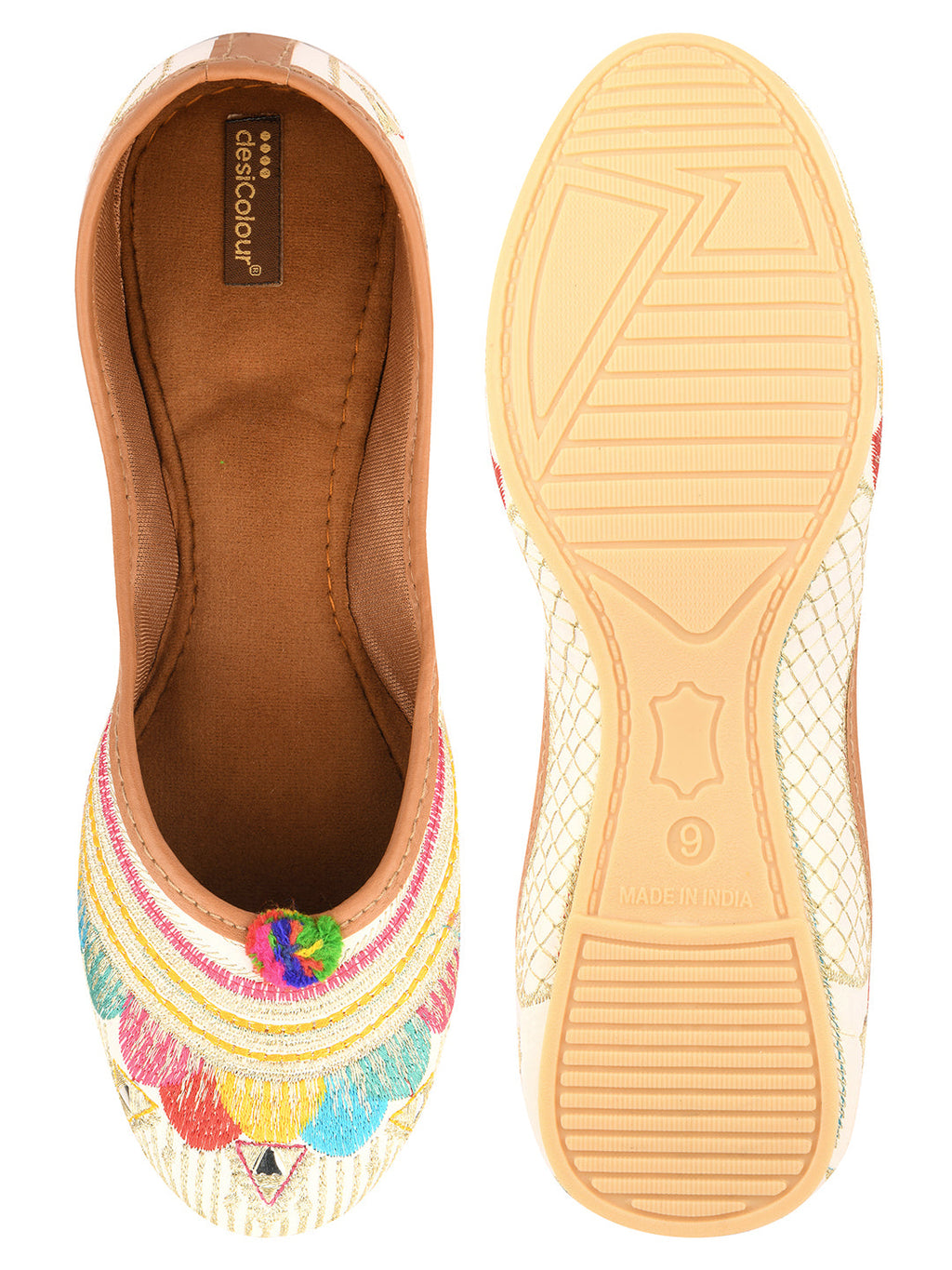 Desi Colour Women Indian Ethnic Footwear-Multi Flower