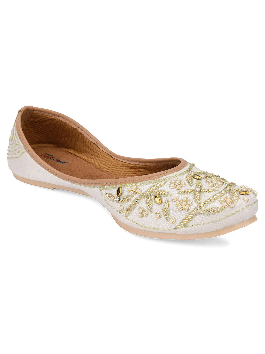Desi Colour Women Indian Ethnic Footwear-Pearl Dabka