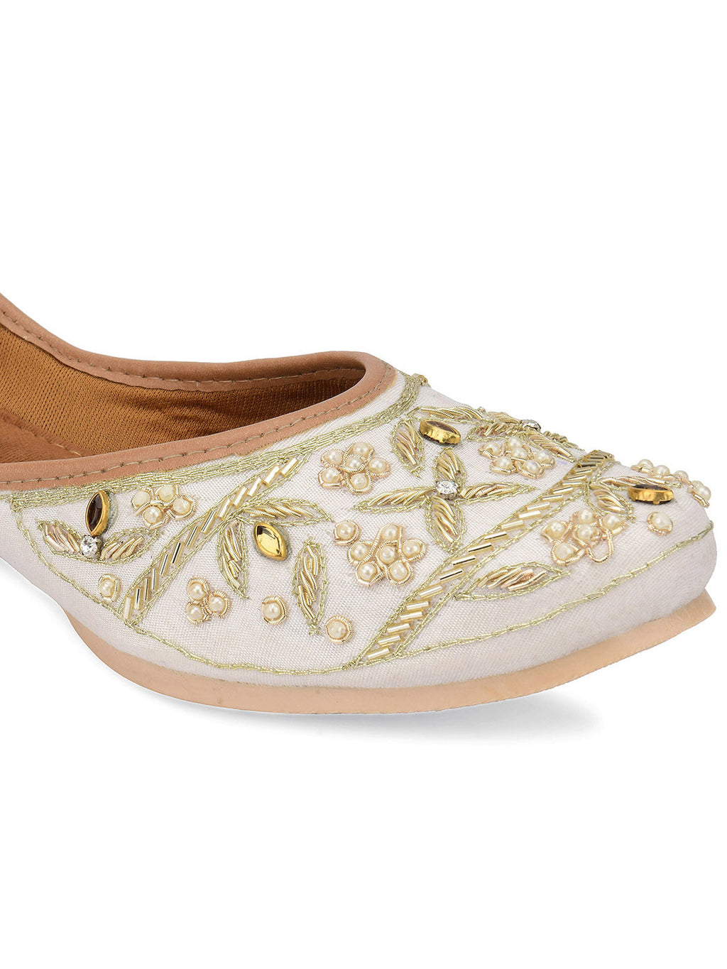 Desi Colour Women Indian Ethnic Footwear-Pearl Dabka
