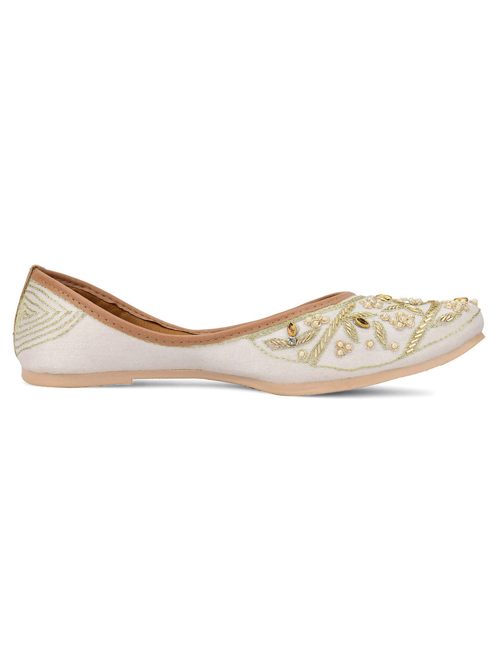 Desi Colour Women Indian Ethnic Footwear-Pearl Dabka