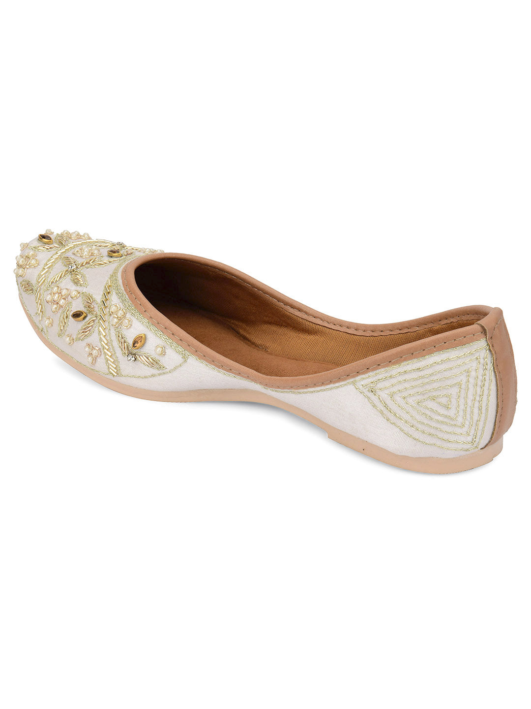 Desi Colour Women Indian Ethnic Footwear-Pearl Dabka