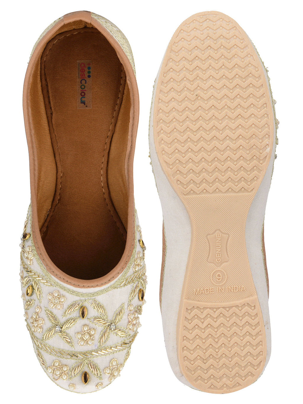 Desi Colour Women Indian Ethnic Footwear-Pearl Dabka