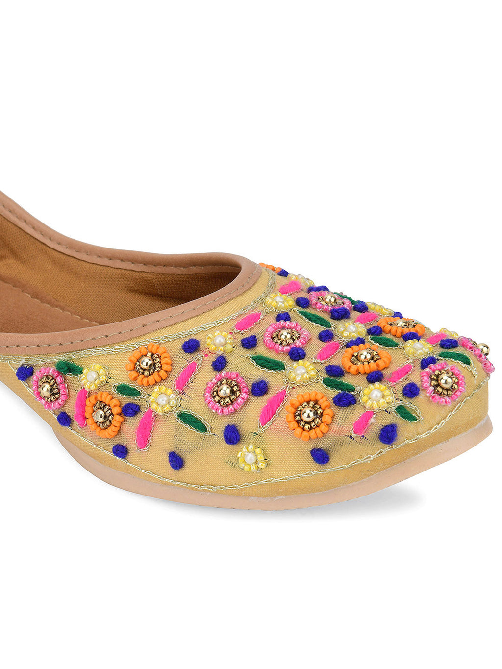 Desi Colour Women Indian Ethnic Footwear-Gold Multi