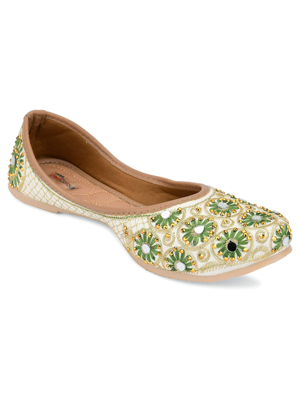Desi Colour Women Indian Ethnic Footwear-Mini Dabka-Mirror Jarkan 4