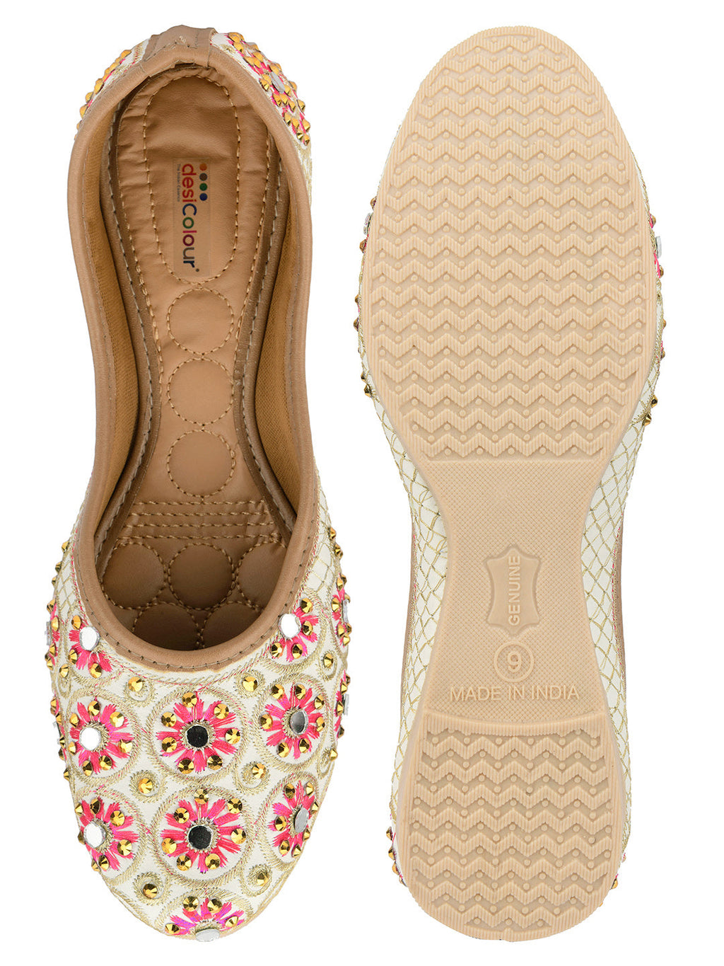 Desi Colour Women Indian Ethnic Footwear-Mini Dabka-Mirror Jarkan 5