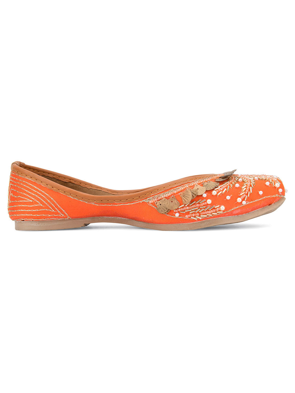 Desi Colour Women Indian Ethnic Footwear-Orange Copper Drop
