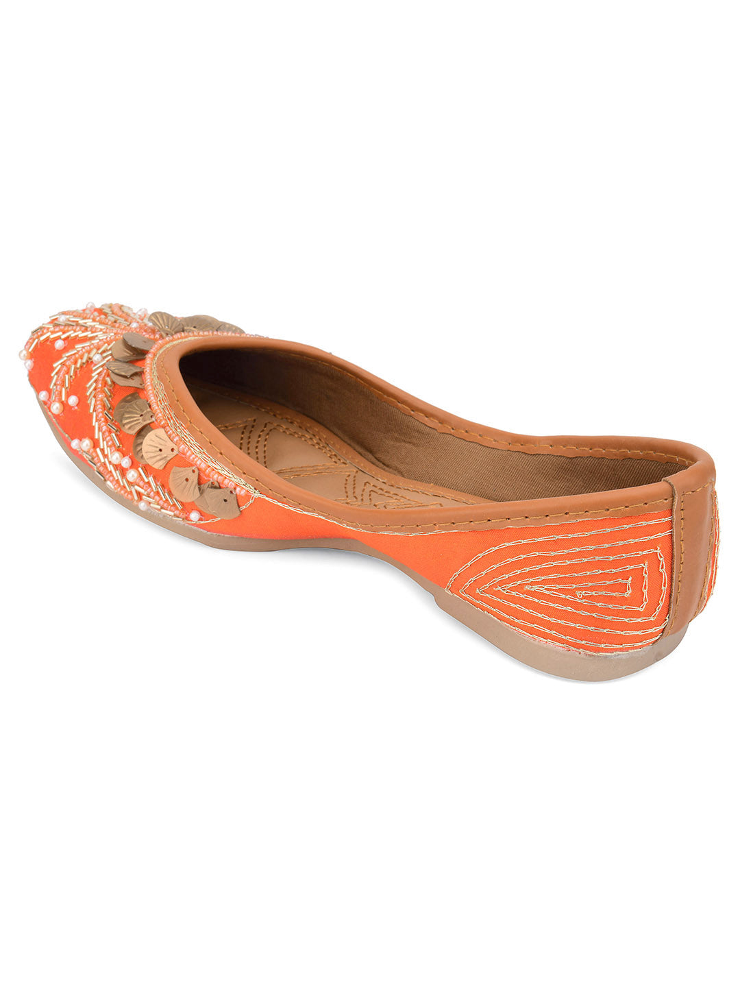 Desi Colour Women Indian Ethnic Footwear-Orange Copper Drop