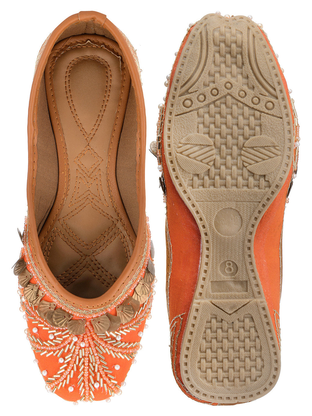 Desi Colour Women Indian Ethnic Footwear-Orange Copper Drop