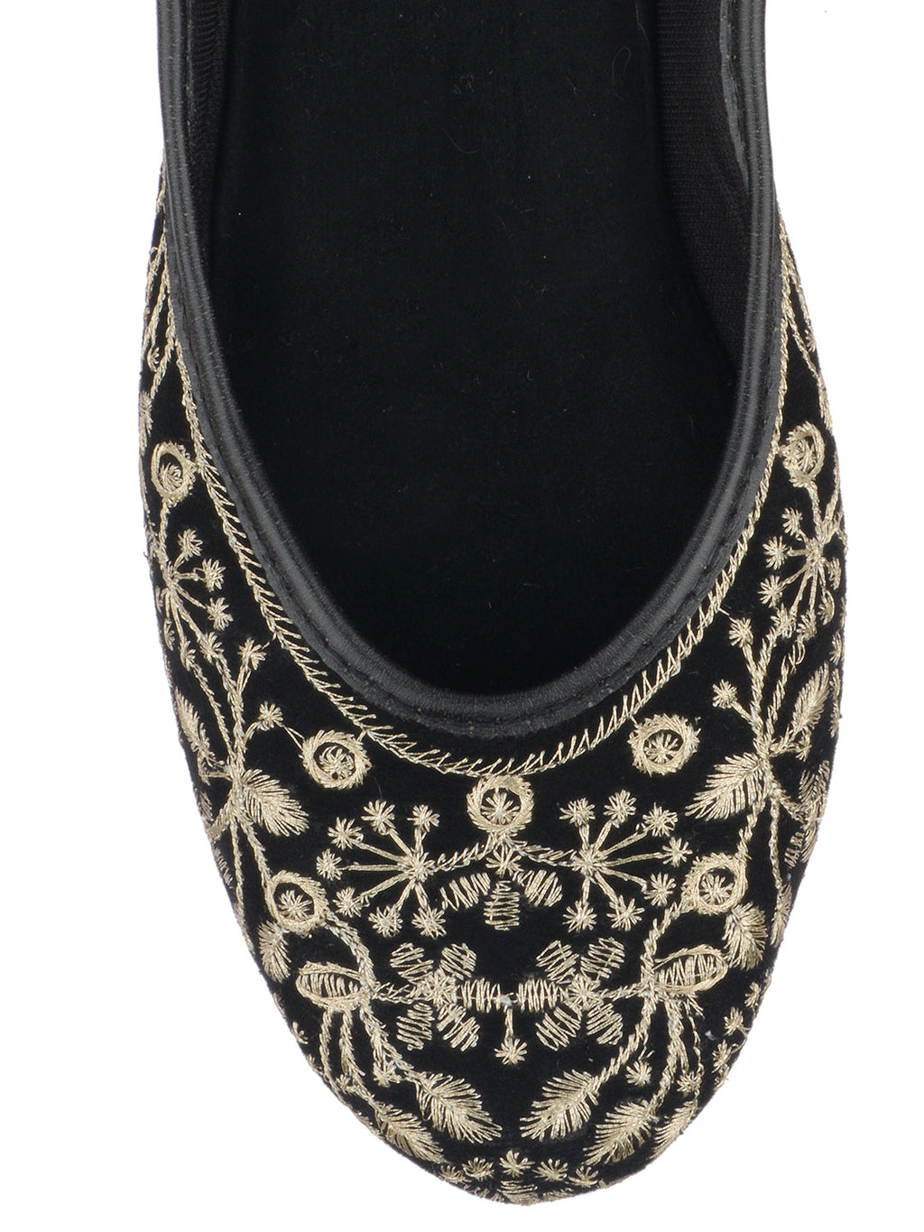 Desi Colour Women Indian Ethnic Footwear-Cushioned Black Heavy Emb