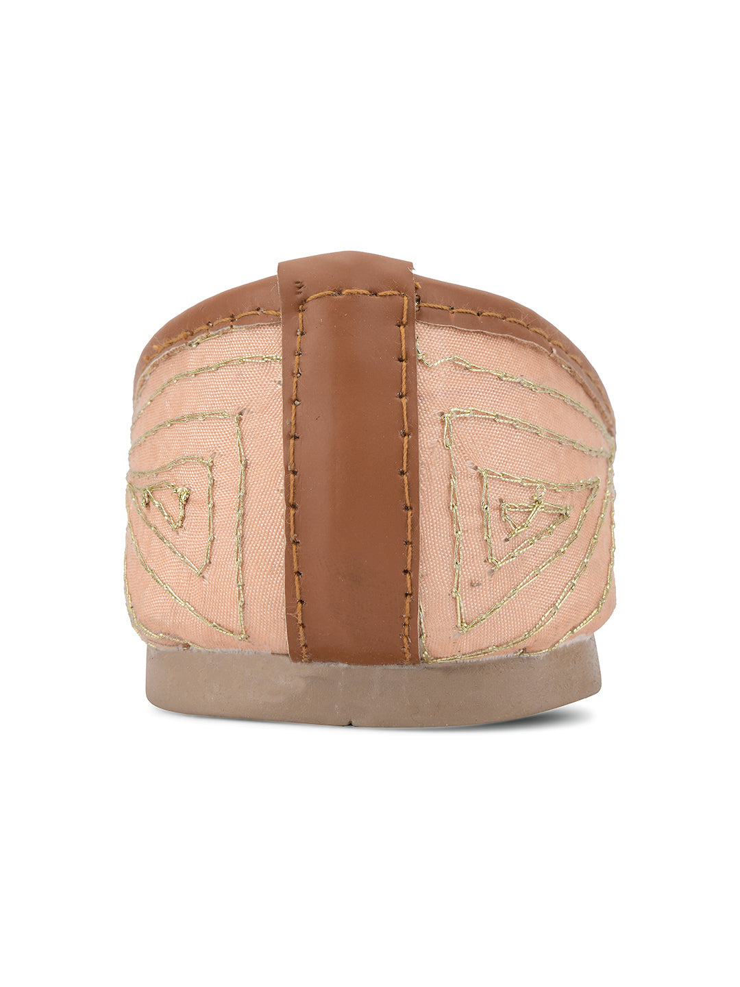 Desi Colour Women Indian Ethnic Footwear-Peach Dabka Stone