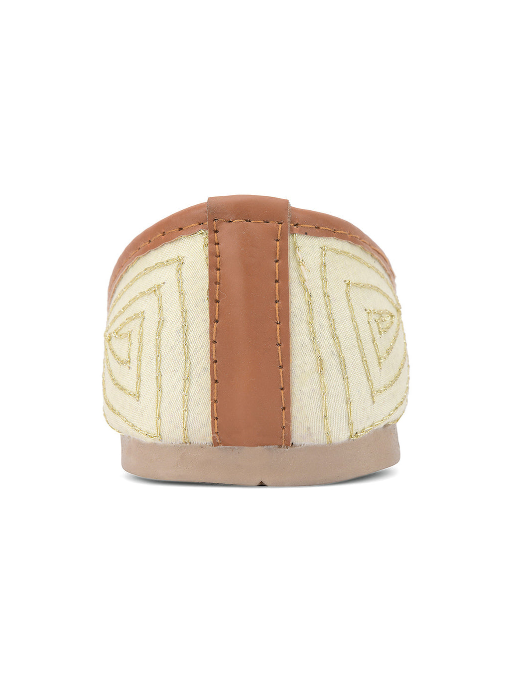 Desi Colour Women Indian Ethnic Footwear-Off White Dabka Stone