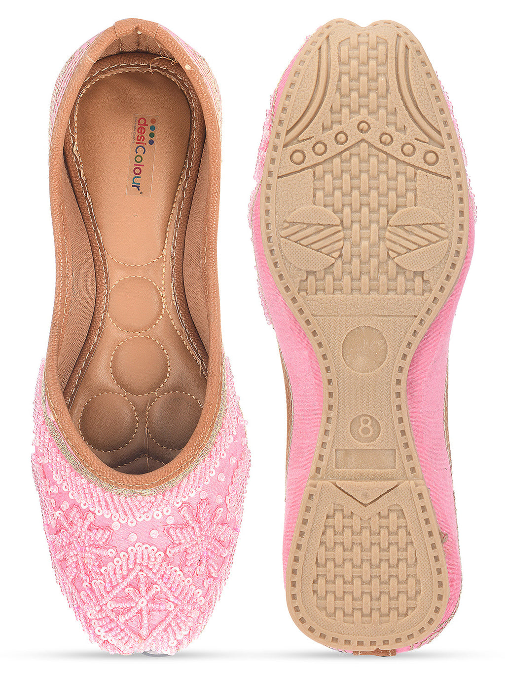 Desi Colour Women Indian Ethnic Footwear-Baby Pink Pearl