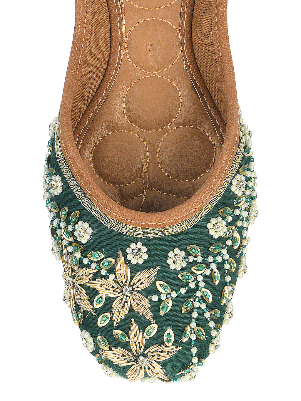 Desi Colour Women Indian Ethnic Footwear-Dark green Flower
