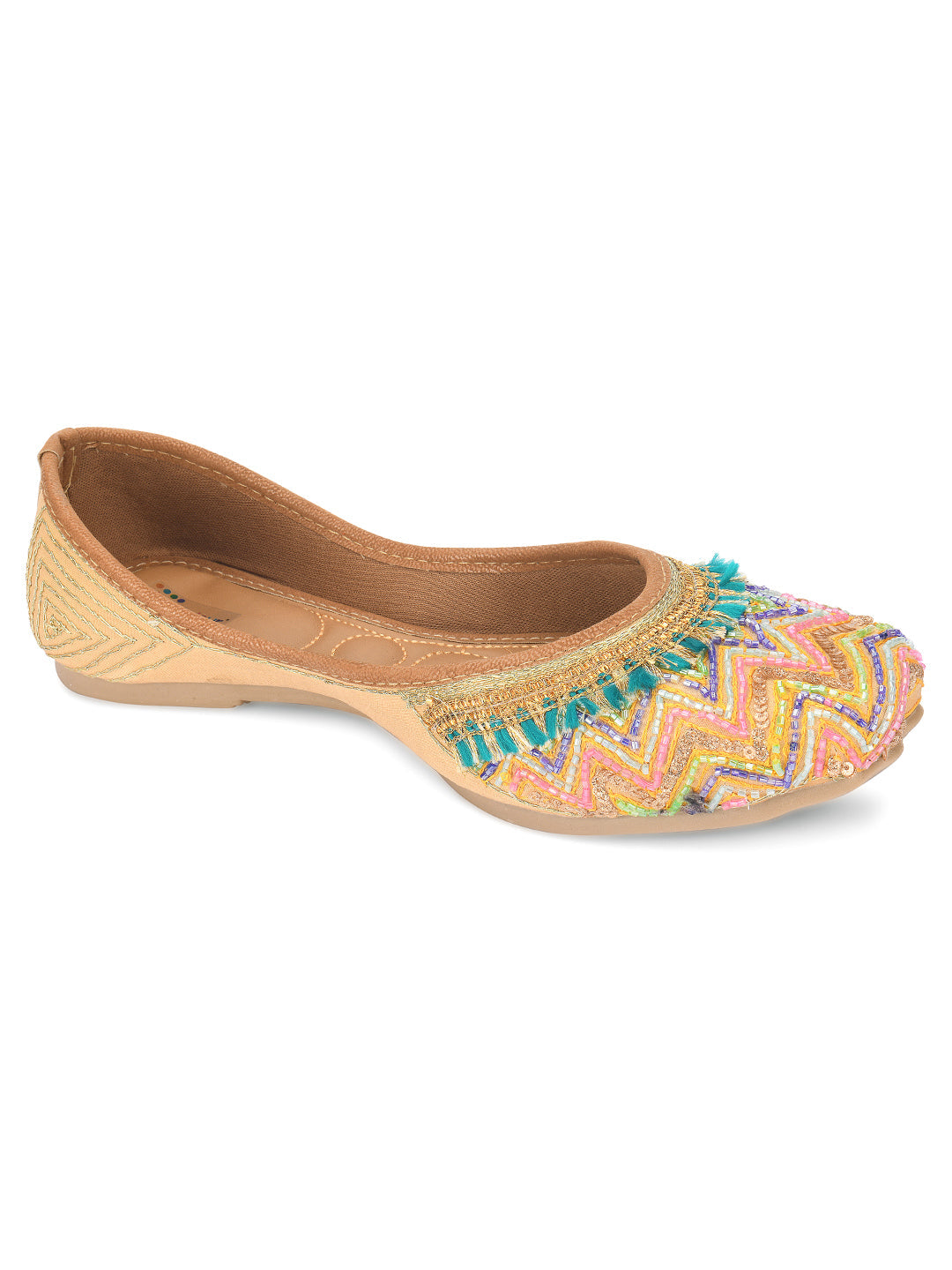 Desi Colour Women Indian Ethnic Footwear-Multi Zigzag