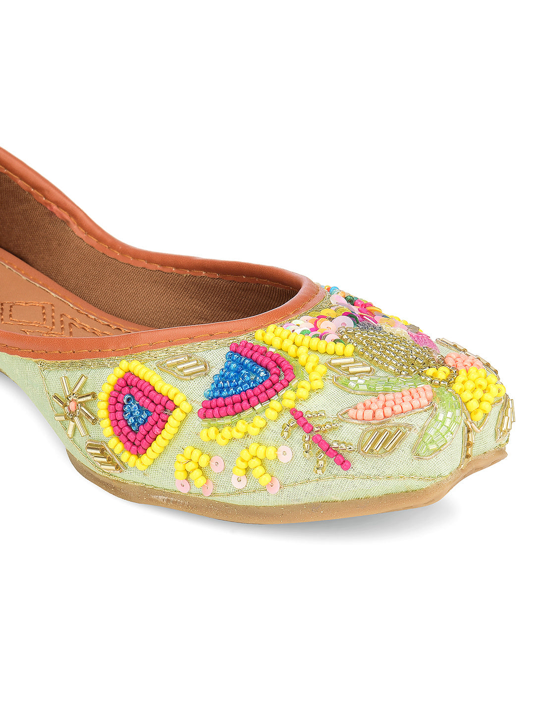 Desi Colour Women Indian Ethnic Footwear-Sea green forest