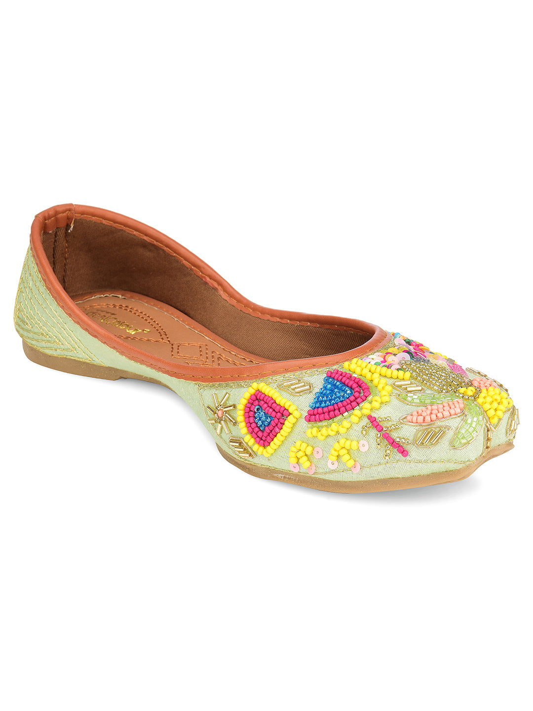 Desi Colour Women Indian Ethnic Footwear-Sea green forest