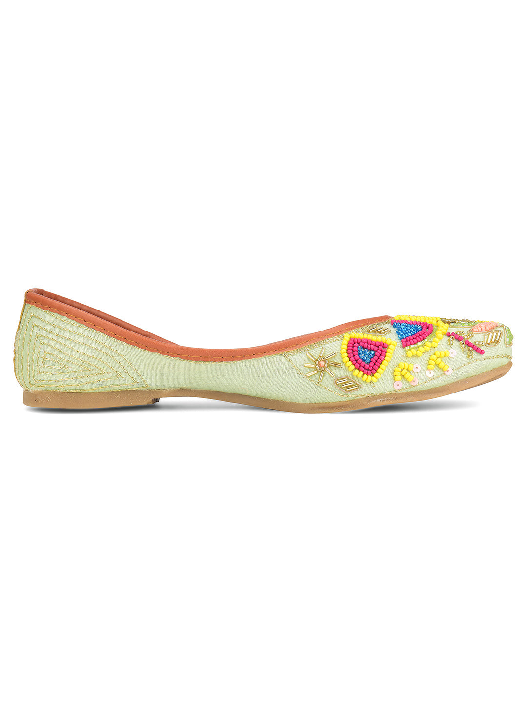 Desi Colour Women Indian Ethnic Footwear-Sea green forest