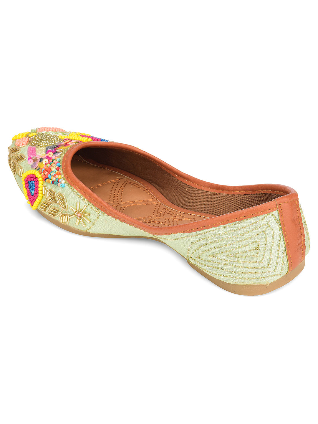 Desi Colour Women Indian Ethnic Footwear-Sea green forest
