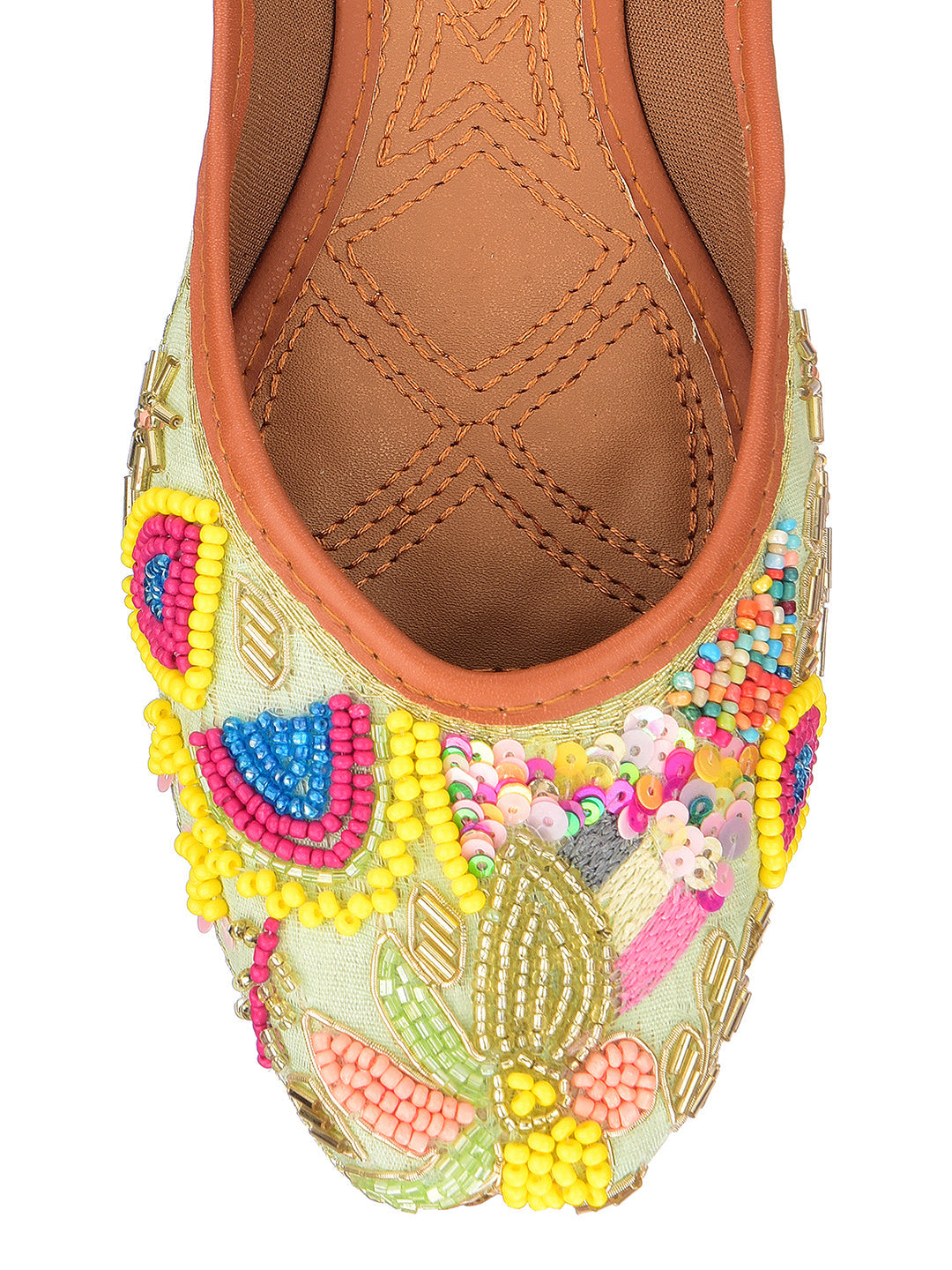 Desi Colour Women Indian Ethnic Footwear-Sea green forest