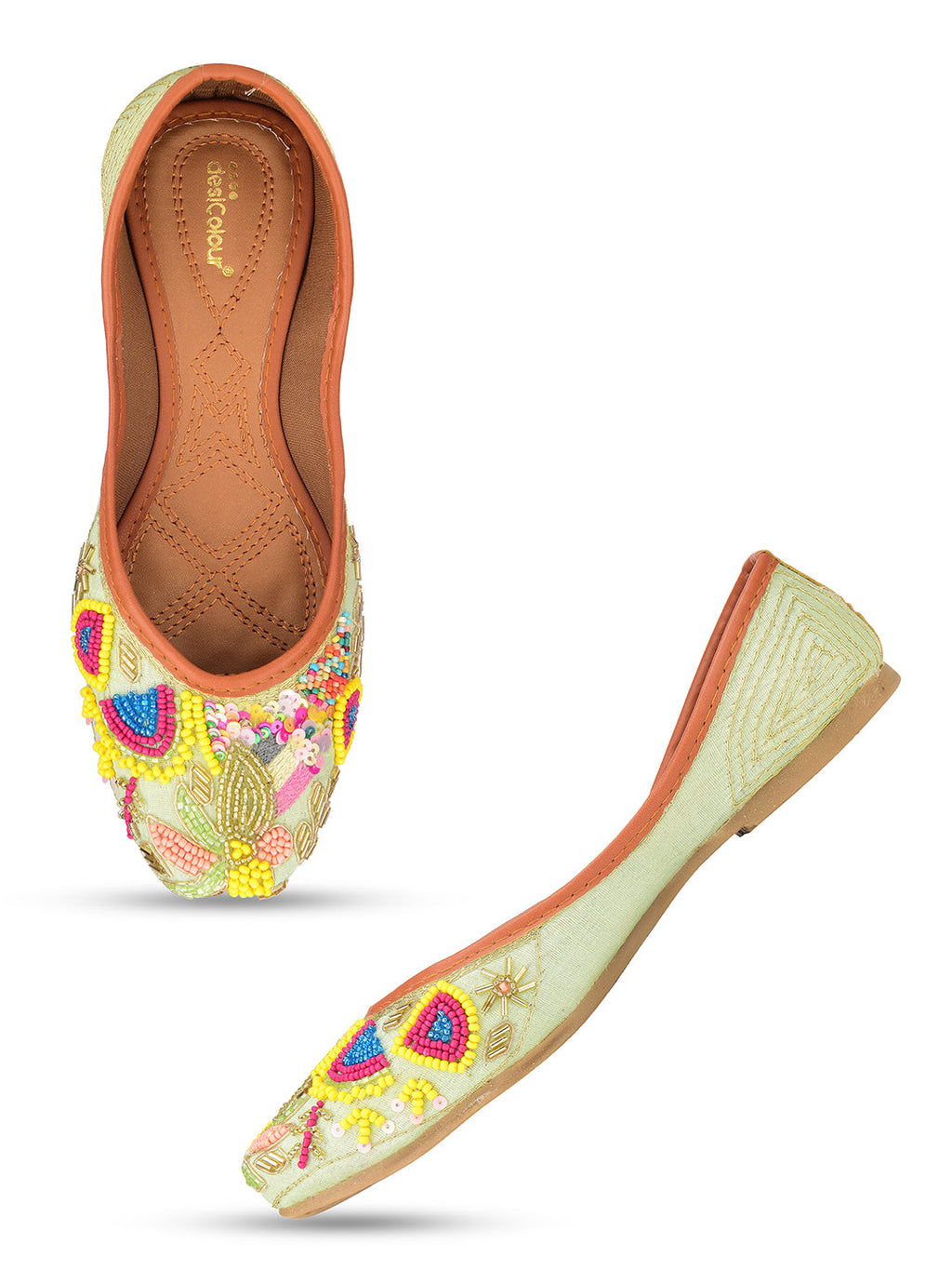 Desi Colour Women Indian Ethnic Footwear-Sea green forest