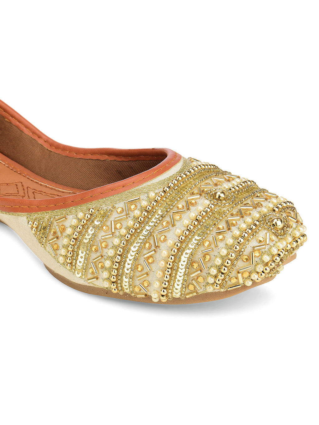 Desi Colour Women Indian Ethnic Footwear-Gold line