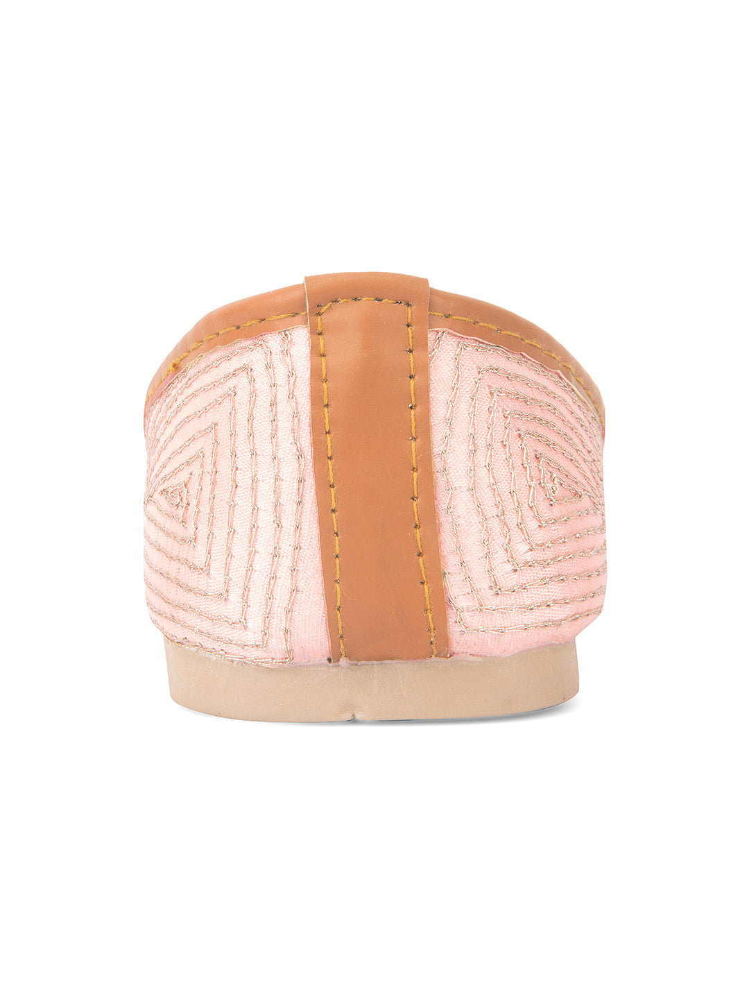 Desi Colour Women Indian Ethnic Footwear-Peach pearl Net