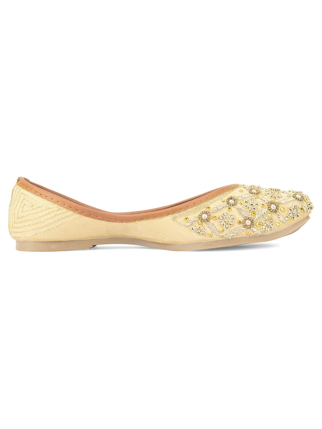 Desi Colour Women Indian Ethnic Footwear-Gold Dabka work