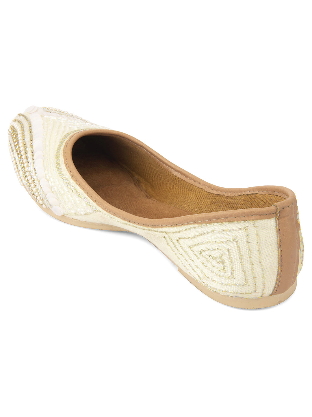 Desi Colour Women Indian Ethnic Footwear-Off White V Pearl