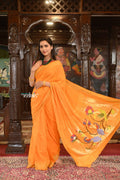 Very Much Indian Authentic Handloom Pure Cotton Paithani with Traditional Peacock Pallu - Turmeric Yellow