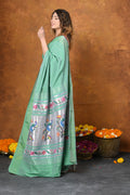 Very Much Indian EXCLUSIVE! Handloom Pure Cotton Paithani With Asawali Pallu - Sea Green