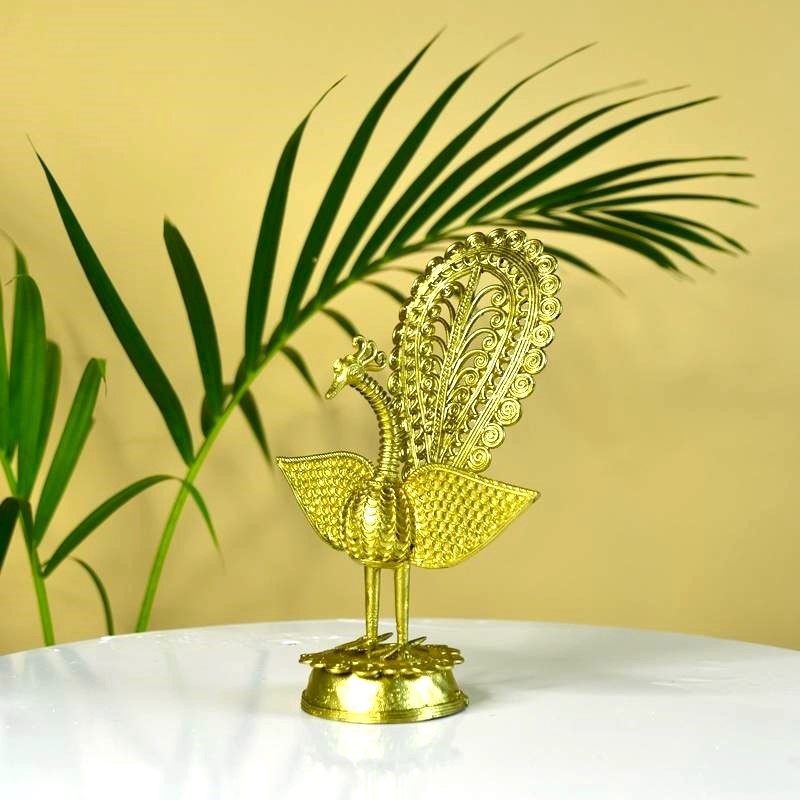 Sowpeace Handcrafted peacock using Dokra metal art