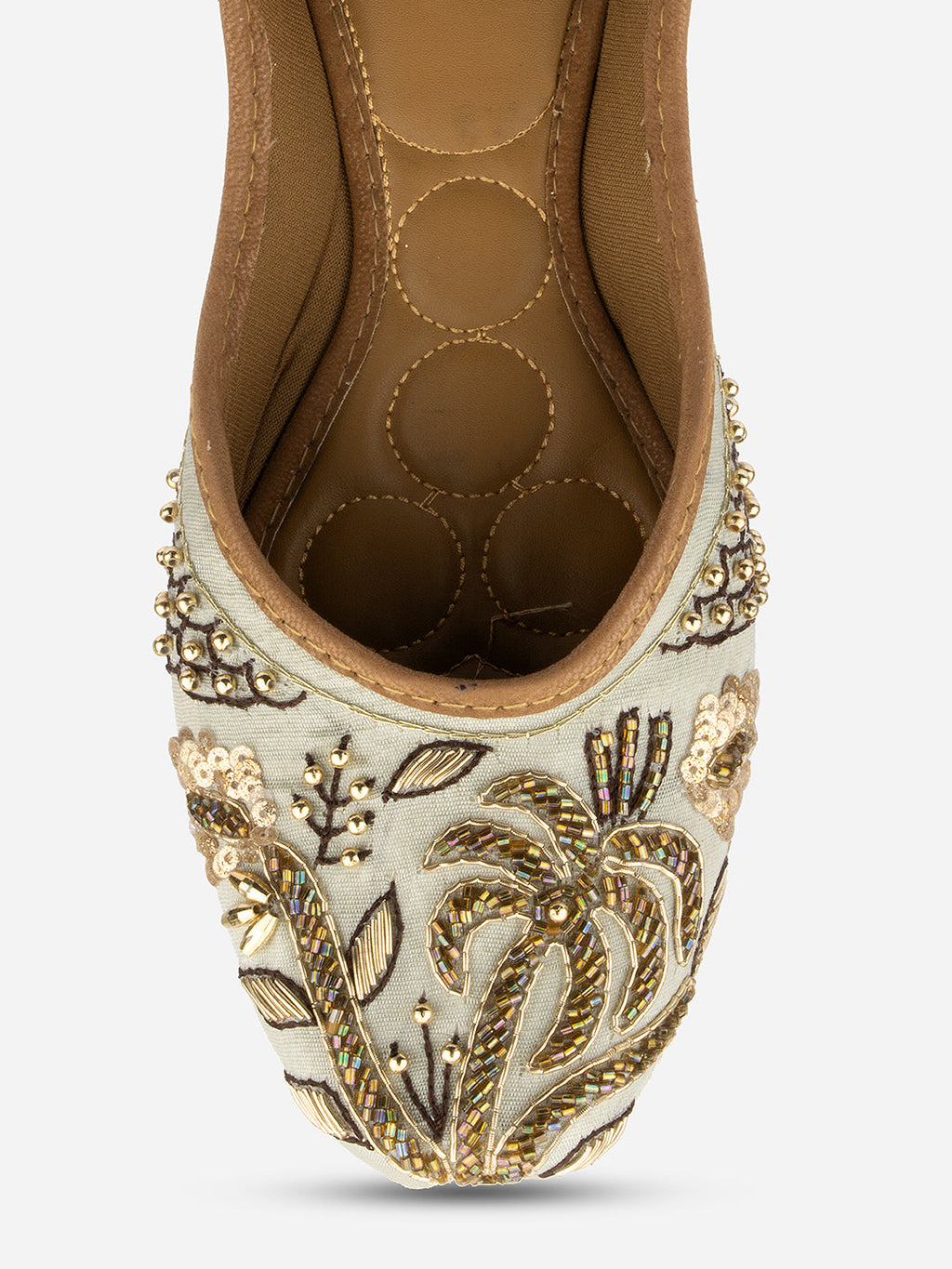 Desi Colour Women Indian Ethnic Footwear-Sea Green Pearl Shine