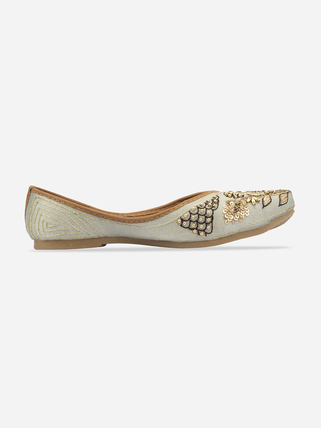 Desi Colour Women Indian Ethnic Footwear-Sea Green Pearl Shine