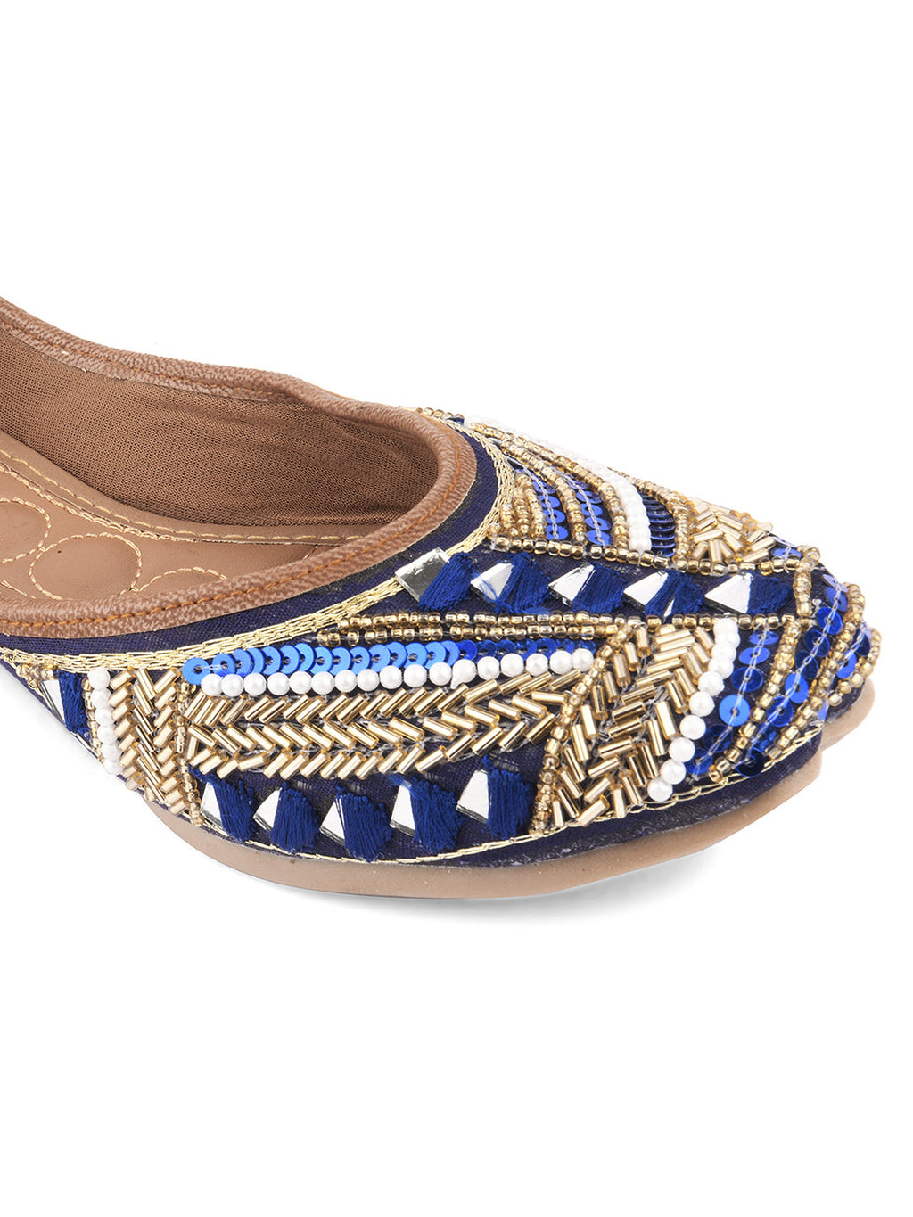 Desi Colour Women Indian Ethnic Footwear-Navy Blue Emb