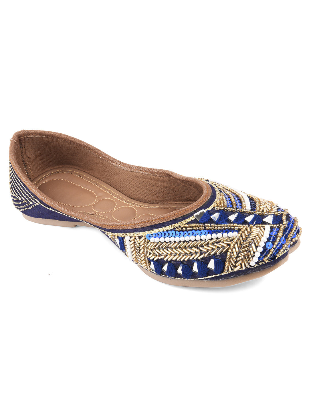 Desi Colour Women Indian Ethnic Footwear-Navy Blue Emb