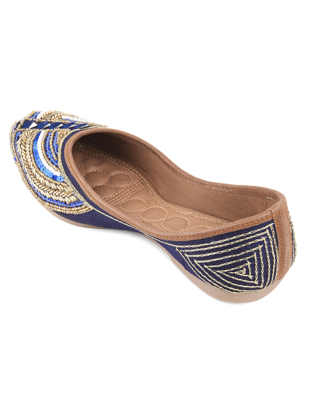 Desi Colour Women Indian Ethnic Footwear-Navy Blue Emb
