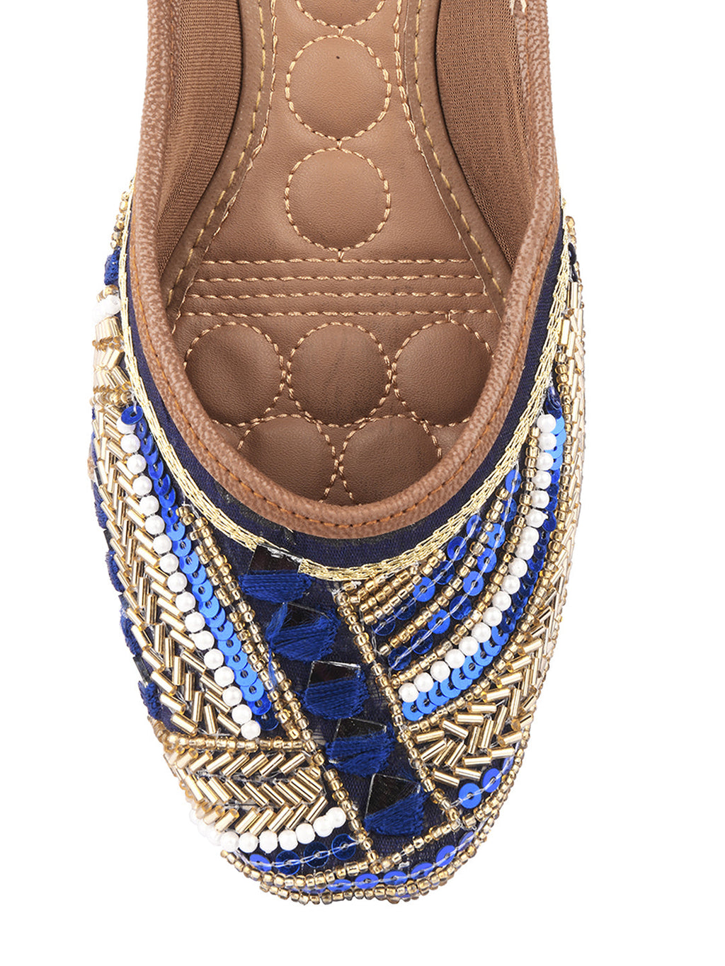 Desi Colour Women Indian Ethnic Footwear-Navy Blue Emb
